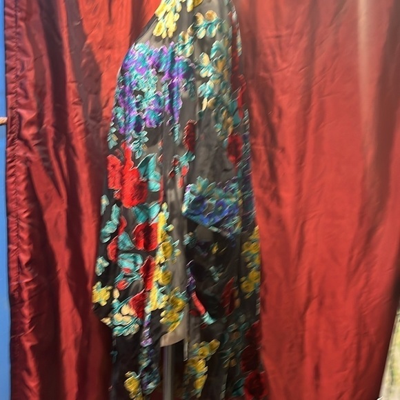 Nylon viscose rose, patterned kimono see-through - Picture 4 of 10